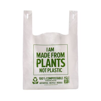 LOGO personalizzato Biodegradabile Amido di mais PLA PBAT T-shirt borse da porta borse per la spesa borse di plastica compostabili