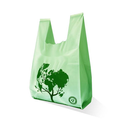LOGO personalizzato Biodegradabile Amido di mais PLA PBAT T-shirt borse da porta borse per la spesa borse di plastica compostabili
