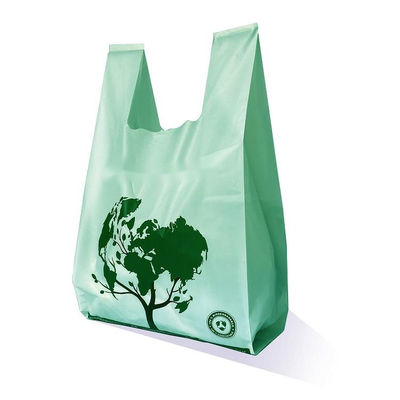 LOGO personalizzato Biodegradabile Amido di mais PLA PBAT T-shirt borse da porta borse per la spesa borse di plastica compostabili