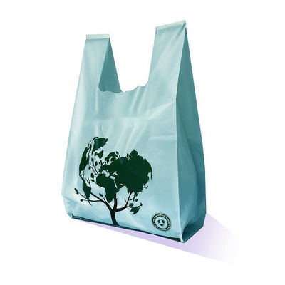 LOGO personalizzato Biodegradabile Amido di mais PLA PBAT T-shirt borse da porta borse per la spesa borse di plastica compostabili