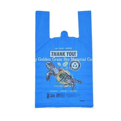 Logo personalizzato compostabile biodegradabile borsa da shopping T-shirt 100micron