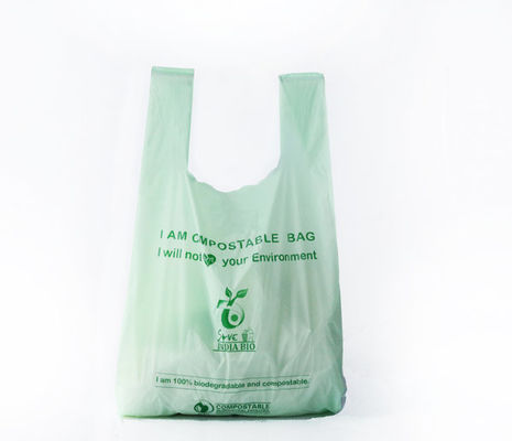 Borsa da shopping biodegradabile 100% compostabile verde blu bianco OEM