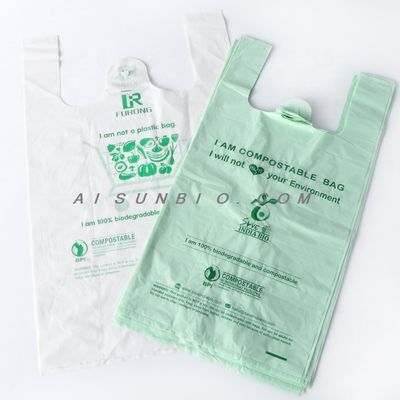 OEM sacchetto per la spesa biodegradabile PBAT PLA amido di mais EN13432 Standard