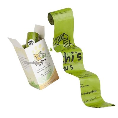 Eco-friendly 100% biodegradabile e compostabile all'ingrosso per animali domestici sacchetto di cacca sacchetti di rifiuti per cani logo OEM sostenibile accetta 15 micron BPI