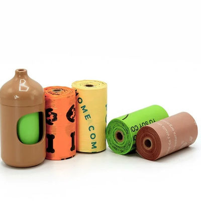 Green Pla Compostabile Biodegradabile String di tiro Dog Poop Sacchetto di rifiuti Corn Starch Logo OEM sostenibile Accetta colore personalizzato BPI