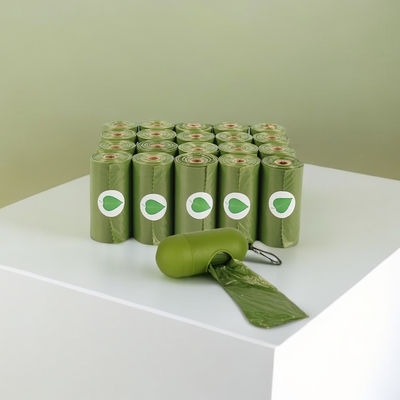 Green Pla Compostabile Biodegradabile String di tiro Dog Poop Sacchetto di rifiuti Corn Starch Logo OEM sostenibile Accetta colore personalizzato BPI