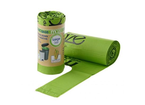 Spazzatura sacchetti di plastica compostabili di plastica bianca e verde